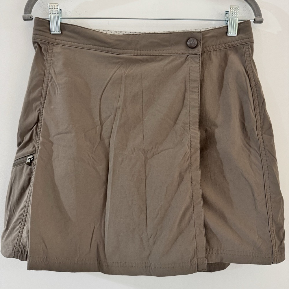 LL BEAN Skort Women 4 Khaki Beige Skirt Nylon Outdoor Hiking Golf Tennis Campin
